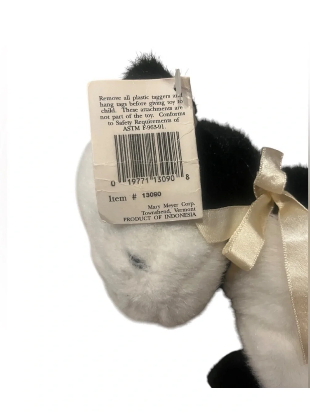 Mary Meyer ALFALFA 1991 Plush Black & White Cow 9”